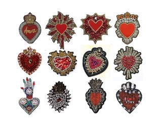 Cuore Azteca In Latta Messicana Hojalata, Artigianato Da Appendere, 12x11 Cm, Decorazione Etnica, Regalo Messico