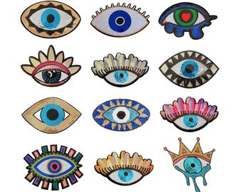 Evil Eye Sequin Patch: Large Sew-On Applique, 1pcs