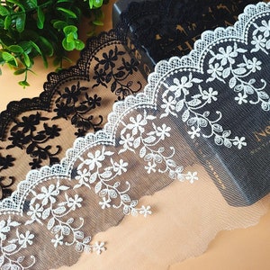 2メートル 6.6インチ幅の刺繍入りチュールレーストリム、ウェディングレース、刺繍クロスレーストリム、衣類レース、ブライダルレース