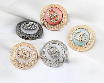 Rhinestone Snowflake Buttons: Metal Shank Sewing Embellishments (6pcs)