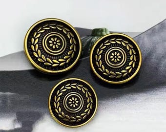 10 Stück Vintage Metall Ösen Knöpfe: Runde Florale Mantel Knöpfe (15-25 mm)