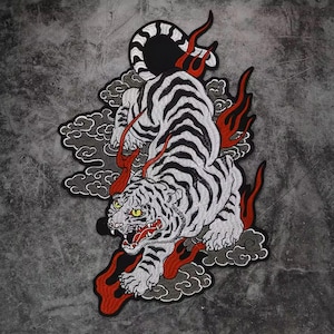 Tiger Patch Embroidery Applique - Large Tiger Animal Iron on Patches, Jacket Back Patches, Tiger Iron on Patch, Embroidered Patch - 1pcs