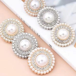 6pcs 18-23mm Crystal Rhinestone Metal Buttons for Sewing, Clothes Buttons, Gold round buttons, Fashion Coat Buttons, Shirt Pearl Buttons
