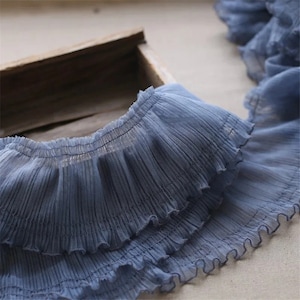 1Yard 3.9&quot; Ruffled Lace Trim, Ruffled Mesh Lace Trim For Tutu Dress, Pleated Tulle Trim, Ruffled Tulle Lace Trim, Doll Apparel - 9 Colors