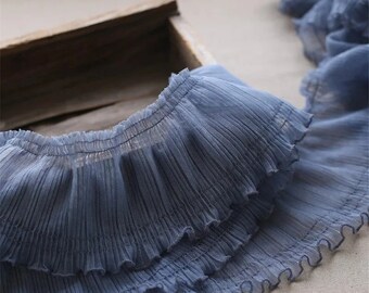 5 Yards Ruffled Lace Trim: 3.9" Pleated Trim for Tutu Dress, Wedding, Doll Apparel
