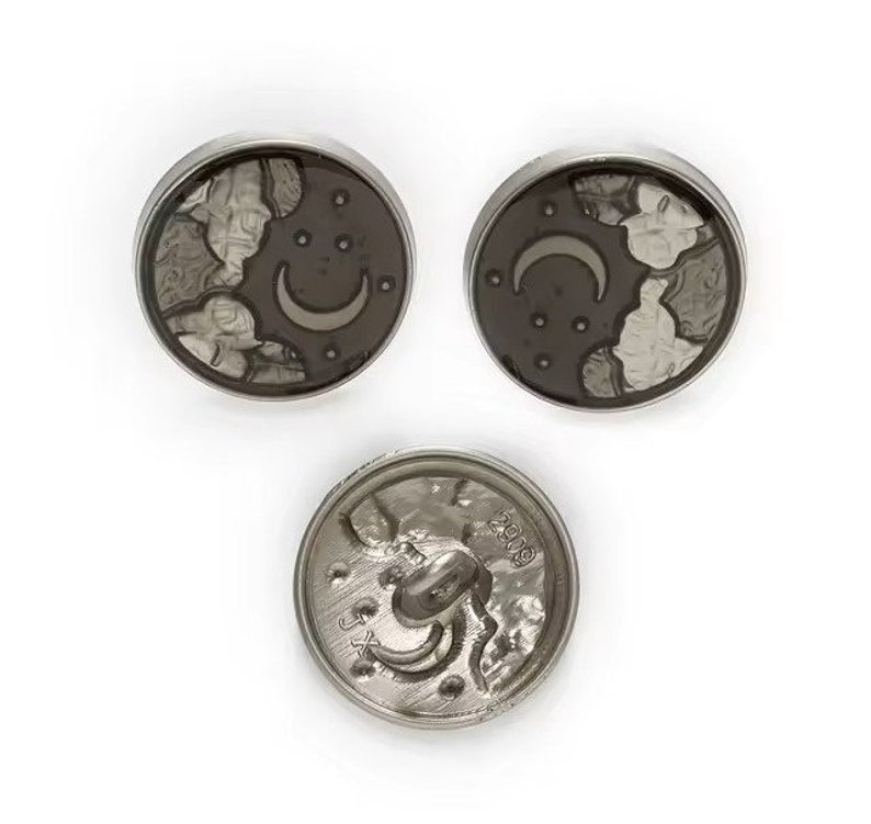 5pcs 18mm Moon and Stars Metal Shank Enamelled Buttons Round Buttons for Coat/jacket/blazer