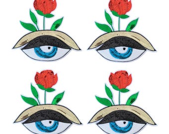 Cache-oeil à sequins avec rose, appliqués brodés, à coudre, 1-10 pièces