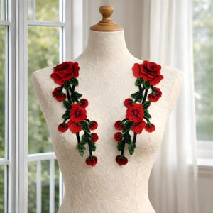 1 Set 3D Blumen Stickerei Patch 30 x 15 cm zum Aufnähen für Kleid, Brautkleid, Kleidung DIY