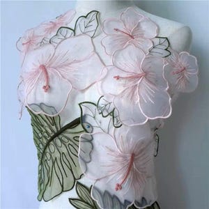 Lotus Embroidery Lace Applique: Floral Dress Patches, Set of 5