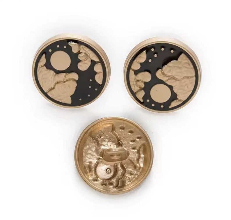 5pcs 18mm Moon and Stars Metal Shank Enamelled Buttons Round Buttons for Coat/jacket/blazer