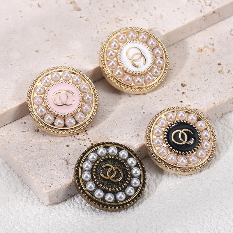5 Piezas De Botones De Metal Dorado Con Perlas Para Abrigo De Mujer, Botones Para Suéter, Decoración Para Ropa, Accesorios De Costura Y Manualidades (#8, 18 Mm