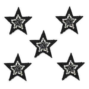 5pcs Star Rhinestone Beaded Patches - Beaded Decorative Sew on Embroidery Patch Badge for DIY, Appliqué for Clothes, Trendy Patch