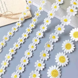 2-7 iarde 2,5-3,5 cm di nastro di pizzo bianco a margherita per cucire, nastro di pizzo a fiori, nastro di pizzo a girasole, nastro di pizzo a margherita, nastro di pizzo ricamato, nastro decorativo
