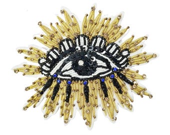 Cache-oeil Evil Eye à sequins et perles : appliqués brodés pour vêtements