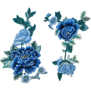 Coppia di 5 colori ricamati fiori 3D toppa applique, grande applique ricamata, rose per cucire, toppa floreale per abbigliamento, applique in stoffa