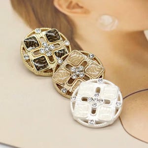 6pcs 15-23mm Vintage Crystal Rhinestone Metal Buttons, Clothes Buttons, Shirt Button, Round Buttons for Coat, Round Shank Button, DIYCrafts