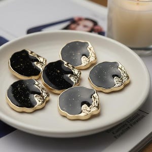 6 bottoni con gambo in metallo smaltato nero vintage da 18,5-26 mm: bottoni da cucire per jeans, cappotti, maglioni, abiti