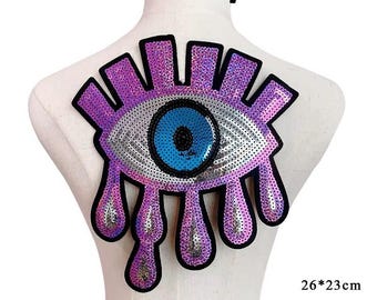Large Sequin Evil Eye Patch: Iron On Sew On Applique, 1pcs
