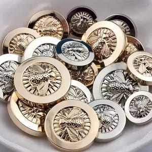 Metal Honeybee Shank Buttons: Gold Blazer Buttons (10pcs)