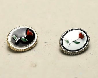 6pcs Vintage Floral Shank Buttons: Gold Rose Embellishments 18-23mm