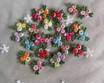 Embroidered Flower Appliques: Vintage Style, Mixed Colors (50-100pcs)