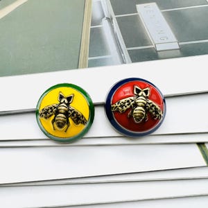 Vintage Metal Bee Shank Buttons: Blazer & Coat Embellishments (6pcs)