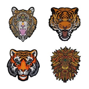 Roaring Tiger Head Patch - Tiger Patch Embroidery Applique - Tiger Iron on Applique, Jacket Back Patches, Biker Patches, Cloth Patch - 1pcs