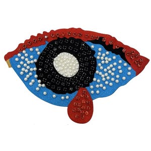Embroidered Eye Patch Applique, Rhinestone Sew on Patches, Crying Eye Patch, Rhinestone Applique, Beaded Eye Applique, Clothes Patch - 1pcs