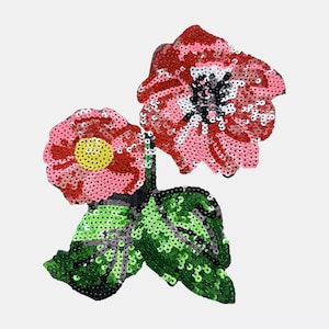 Parche de aplique de flor con lentejuelas: adorno floral brillante para vestido