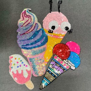 2stk Eis Pailletten Applikation Patch, Aufnäher zum aufbügeln, Pailletten Abzeichen, Pailletten Eis Patch, groß Pailletten Patches, Patches für Kleidung