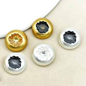 6pcs 18-23mm Gold Silver Metal Shank Buttons, Round Buttons for Coat, Shirt Button, Retro Style Gold Metal Button, Clothes Buttons
