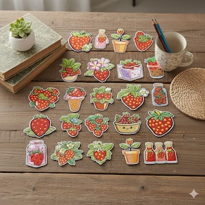 Erdbeer Aufnäher Set (20 Stück) | Gestickte Frucht-Applikation | Süße Sommer Aufnäher für Jeans, Rucksack | Gärtner Geschenk | Aufbügeln