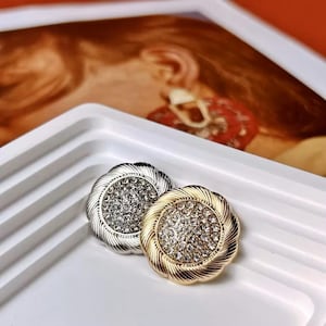 Luxury Crystal Rhinestone Metal Shank Buttons 18-23mm, Round Crystal Button, Rhinestone Sew On, Women Buttons, Clothes Buttons - 5pcs