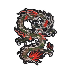 Large Embroidered Dragon Applique: Asian Style Sew-On Patch (23x31CM)