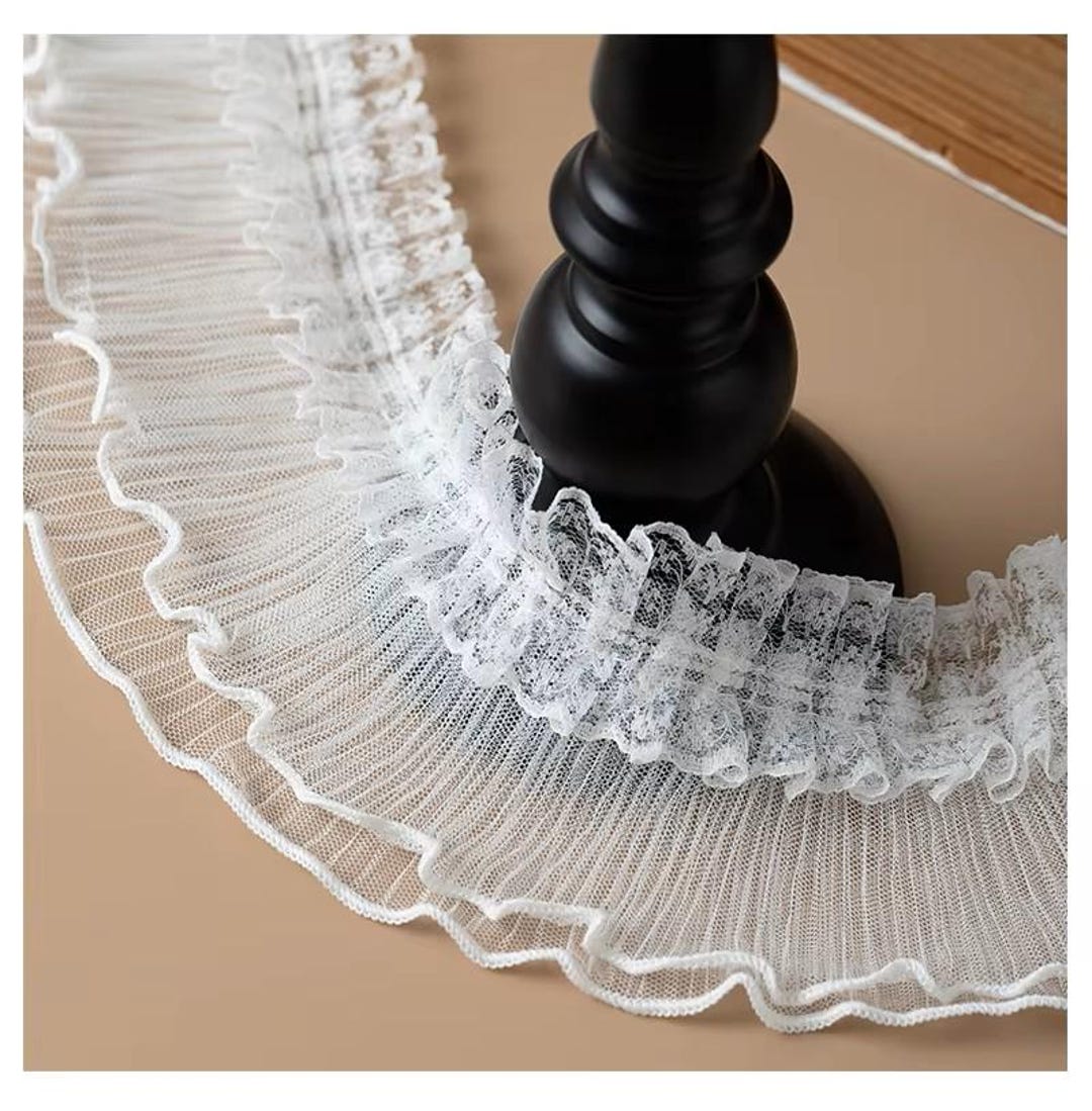 11cm White Ruffle Trim, Pleated Trims, Ruffled Mesh Lace Trim for Tutu ...