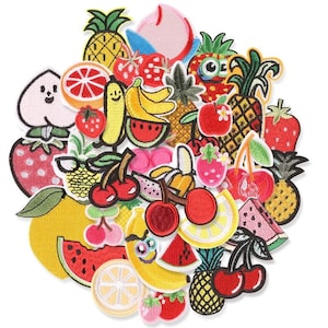 Iron-On Embroidered Fruit Patches: 37pc Surprise Variety Bundle