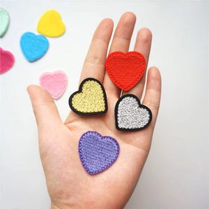Embroidered Heart Applique Patch: Iron On Love Patches - 10pcs