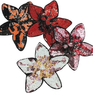 Sequin Rose Flower Applique Patches: Embroidered DIY Embellishments