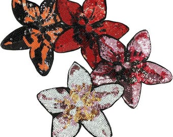 Sequin Rose Flower Applique Patches: Embroidered DIY Embellishments