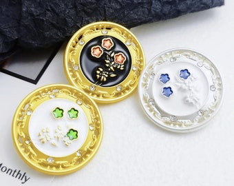 金属製蝶ボタン - 6個入り ゴールド、シルバー、ホワイト 縫製用