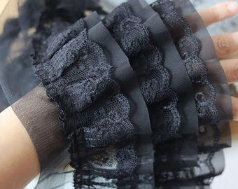 Ruffled Mesh Lace Trim, 3 Layer Pleat Trim, Tutu Dress, Doll Apparel