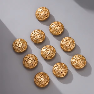 10pcs 18-23mm Metal Shank Buttons For Sewing, Gold Buttons, Flat Buttons, Decorative Round Buttons, Gold Round Buttons, Buttons for Sweater