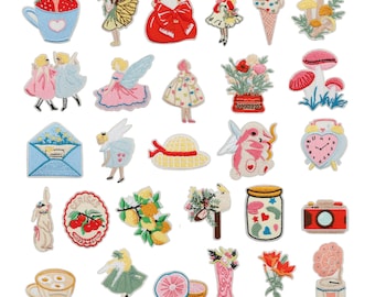 Embroidered Iron On Patches for Girls: 29pc Patch Bundle