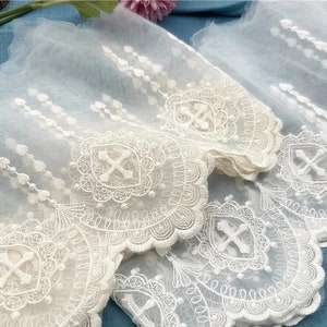4 Yards 7 "weiße Tüllspitze, Retro gestickte Tüllspitze, Brautspitzenbesatz, Netzborte, Spitzenbesatz, DIY Zubehör