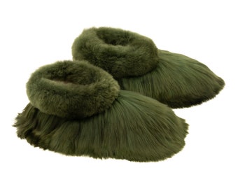 Alpaca fur Slippers Super Soft & Luxurious | Green | Baby Alpaca | Unisex | Gift for any occasion