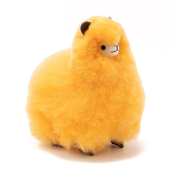 Neon Alpaca Llama Stuffed Animal Happy Mustard | Mocca | 9 INCHES | Super Soft & Fluffy Plush Alpaca Fur | Gift for any occasion