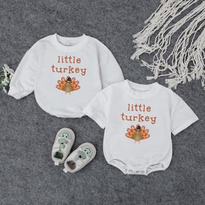 Little Turkey Romper, Turkey Baby Romper, First Thanksgiving Bodysuit, Thanksgiving Baby Shirt, Turkey Day Outfit, Baby Shower Gift - STAFAZ