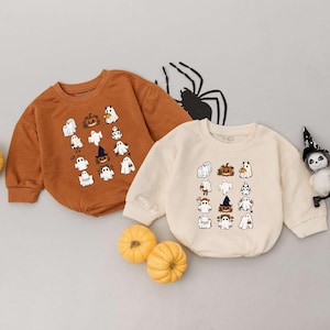 Funny Ghost Halloween Sweatshirt for Kids , Baby Toddler Fall Shirt, Cute Ghost, Vintage Halloween Baby Newborn, Pumpkin Baby Romper Gifts