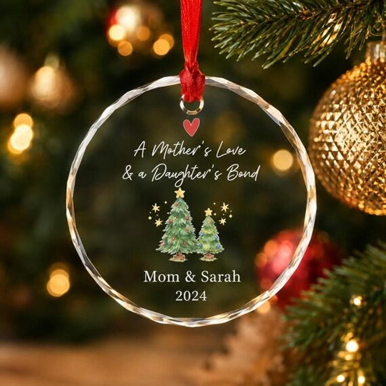 Custom Mother Daughter Christmas Ornament, Personalized Mom Gift