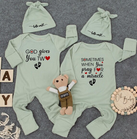 YSCULBUTOL Baby Twins Bodysuit Drinking Buddies Baby Twin Romper Boy Outfits Gir